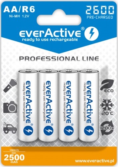 Изображение R06/AA akumulatori 1.2V everActive Professional line Ni-MH 2600 mAh iepakojumā 4 gb.