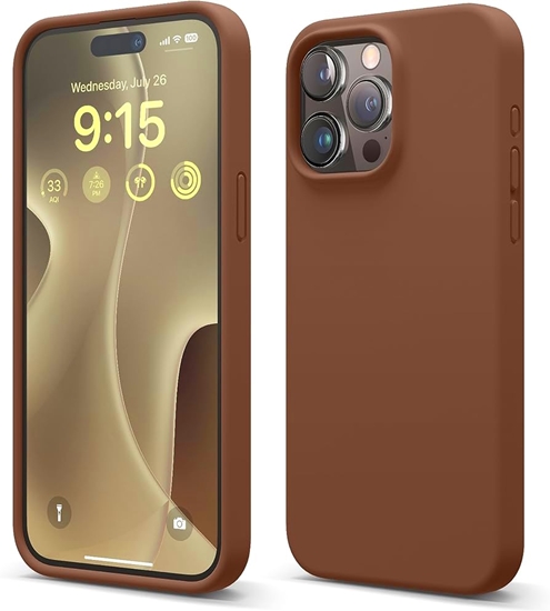 Изображение Riff Plāns & Mīksts silikona aizmugures maks ar mīkstu iekšpusi priekš Apple iPhone 15 Pro Brown