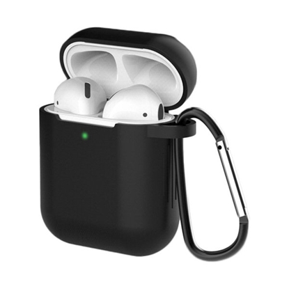 Изображение Riff Silikona maks priekš AirPods 2 / AirPods 1 + karabīns Black