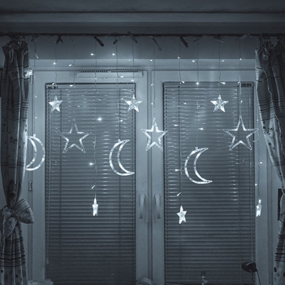 Изображение RoGer LED Lights Curtains Moon and Stars 2,5m / 138LED White-cold
