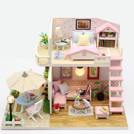 Picture of RoGer Wooden Dollhouse LED 12.5 x 19.5 x 15 cm