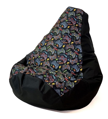 Изображение Sako bag pouffe Pear print black-pad player L 105 x 80 cm