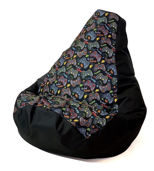 Изображение Sako bag pouffe Pear print black-pad player XL 130 x 90 cm