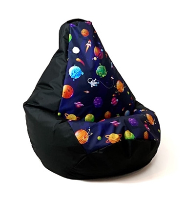 Attēls no Sako bag pouffe pear print black-planets L 105 x 80 cm