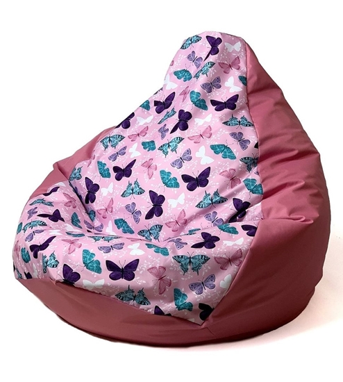 Изображение Sako bag pouffe Pear print dark pink-butterfly L 105 x 80 cm