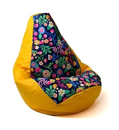 Attēls no Sako bag pouffe Pear print yellow-flower L 105 x 80 cm