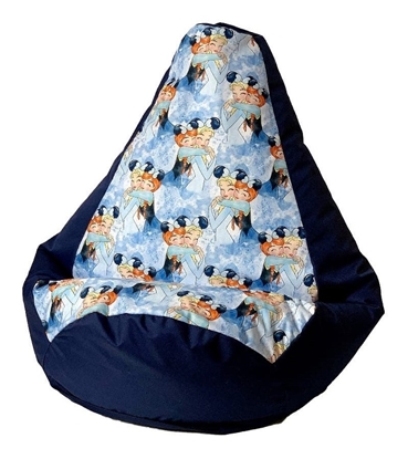 Picture of Sako bag pouffe pear print navy blue - Frozen L 105 x 80 cm