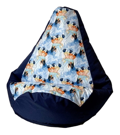 Изображение Sako bag pouffe pear print navy blue - Frozen L 105 x 80 cm