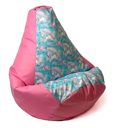 Attēls no Sako bag pouffe Pear print pink-unicorn L 105 x 80 cm