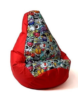 Изображение Sako bag pouffe Pear print red-graffiti L 105 x 80 cm