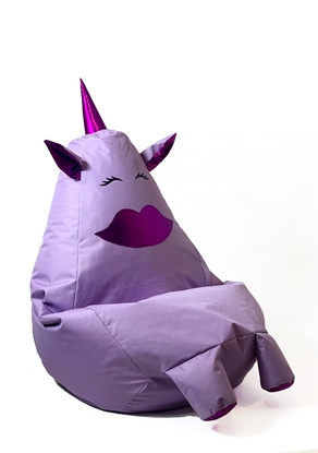 Attēls no Sako bag pouffe Unicorn with mouth purple XXL 140 x 100 cm