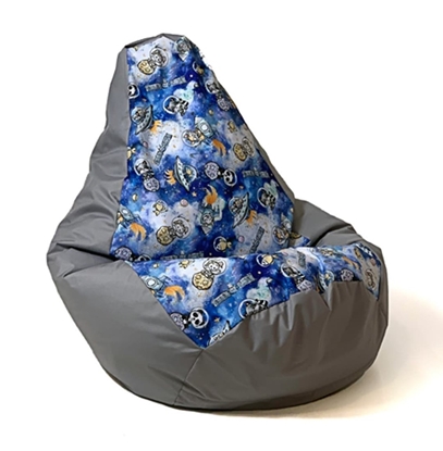 Picture of Sako sack pouffe pear print grey spaceships L 105 x 80 cm