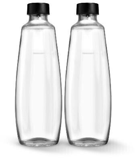 Picture of SodaStream glass bottle DUO  1 liter  pack of 2  jug (transparent/black  for DUO bubbler)