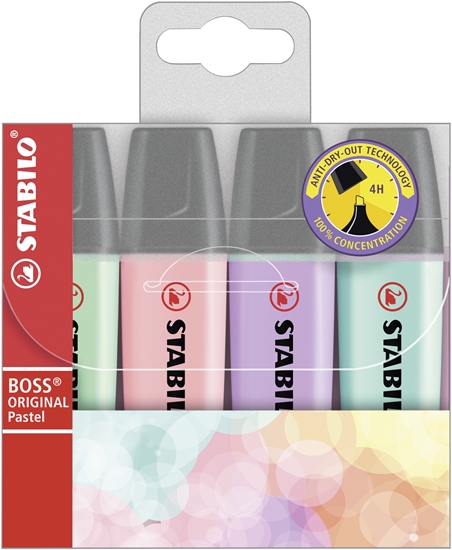 Picture of STABILO Boss Original Pastel marker 4 pc(s) Chisel tip Lilac, Mint, Pink, Turquoise