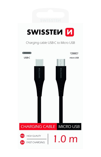 Изображение Swissten Basic Universal Quick Charge 3.1 USB-C to Micro USB Charging Cable 1m