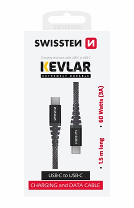 Изображение Swissten Kevlar 60W Data Cable USB-C - USB-C 1.5m