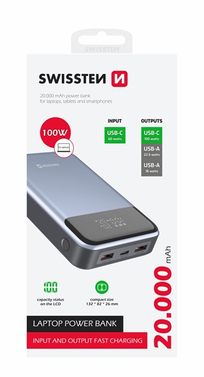 Picture of Swissten Power Bank for Laptops 20 000 mAh 100W