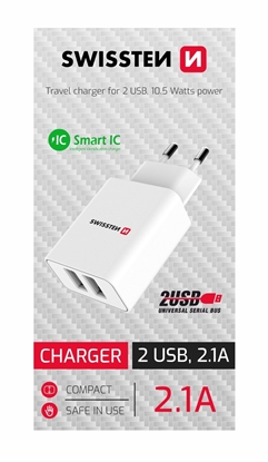 Изображение Swissten Smart Travel Charger 2x USB 2.1A
