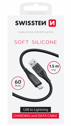 Изображение Swissten Soft Silicone Data Cable USB / Lightning 1.5m / 60w