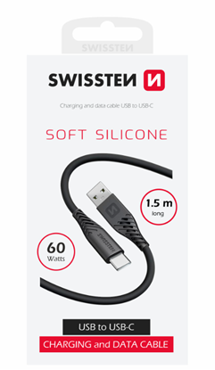Изображение Swissten Soft Silicone Data Cable USB / USB-C / 1.5m / 60w