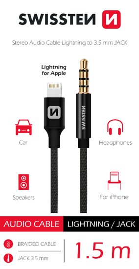 Picture of Swissten Textile Audio Adapter Lightning / 3,5 mm / 1.5m