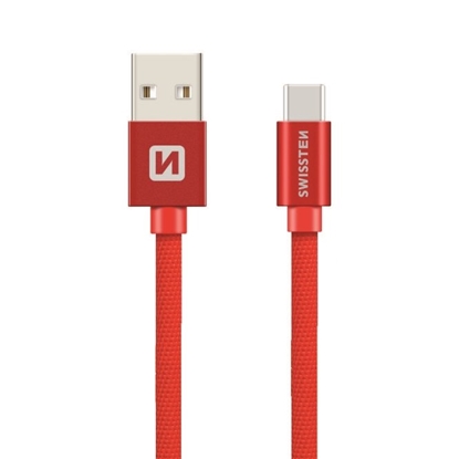 Attēls no Swissten Textile Universal Quick Charge 3.1 USB-C Data and Charging Cable 1.2m