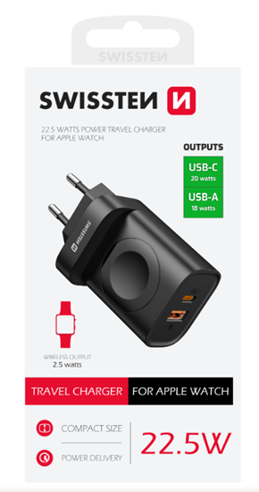 Picture of Swissten Travel Charger USB-A / USB-C / iWatch
