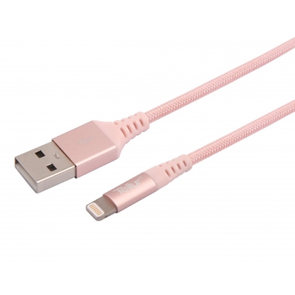 Attēls no Tellur Data Cable Apple MFI Certified USB to Lightning Made with Kevlar 2.4A 1m Rose Gold