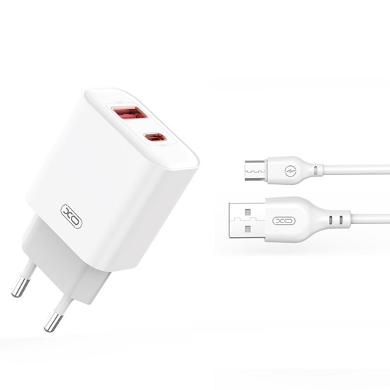 Изображение XO CE12 PD Wall charger QC3.0 20W + microUSB cable