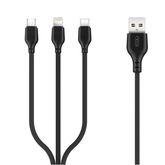 Изображение XO NB103 3in1 USB - Lightning + USB-C + microUSB 1m cable