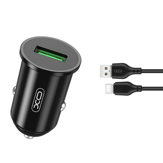 Изображение XO TZ12 Car Charger QC 3.0 18W + USB-C cable