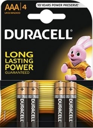 Attēls no BATAAA.ALK.DB4; LR03/AAA baterijas 1.5V Duracell BASIC sērija Alkaline MN2400 iepakojumā 4 gb.