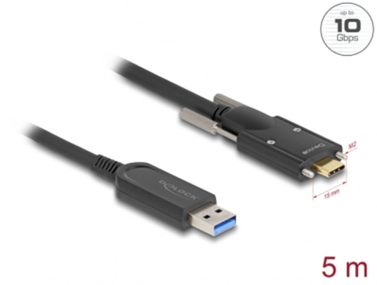 Picture of Delock Active Optical Cable USB 10 Gbps Type-A male to USB Type-C™ male with screws on the sides 5 m