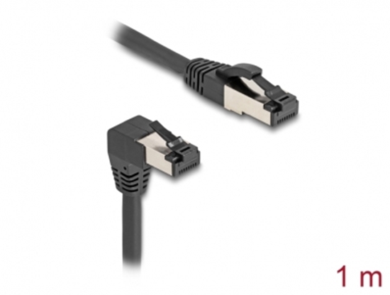 Picture of Delock RJ45 Network Cable Cat.8.1 S/FTP 90° downwards angled / straight 1 m black