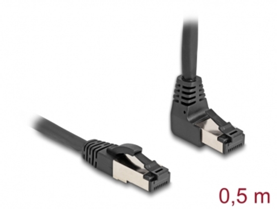 Picture of Delock RJ45 Network Cable Cat.8.1 S/FTP 90° upwards angled / straight 0.5 m black