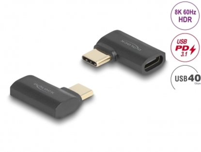 Attēls no Delock USB Adapter 40 Gbps USB Type-C™ PD 3.1 240 W male to female angled left / right 8K 60 Hz