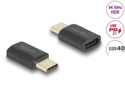 Attēls no Delock USB Adapter 40 Gbps USB Type-C™ PD 3.1 240 W male to female port saver 8K 60 Hz