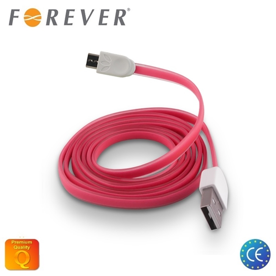 Picture of Forever Plakans Silikona Micro USB Datu un uzlādes Kabelis Rozā (EU Blister)