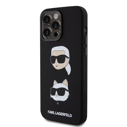 Picture of Karl Lagerfeld Liquid Silicone Karl and Choupette Heads Case for iPhone 15 Pro Max Black