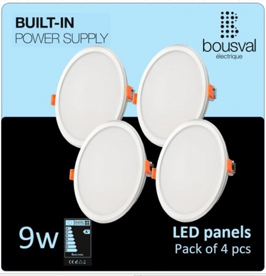 Изображение Komplekts 4 gab apaļas formas LED panelis 9W 3000K 116x36mm ar iebūvētu vadības bloku