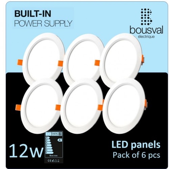 Изображение Komplekts 6 gabali apaļas formas LED panelis 12W 3000K 168x29 ar iebūvētu barošanas bloku