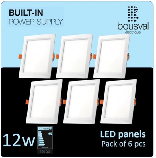 Picture of Komplekts 6 gabali kvadrātformas LED panelis 12W 4000K 168x168x29 ar iebūvētu barošanas bloku