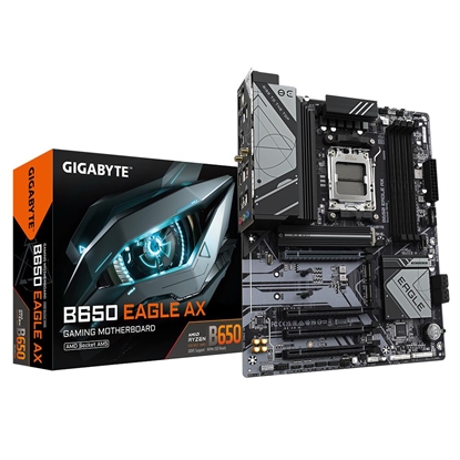 Изображение Mainboard|GIGABYTE|AMD B650|SAM5|ATX|Memory DDR5|Memory slots 4|1xPCI-Express 16x|3xPCI-Express 3.0 16x|3xM.2|2xHDMI|1xDisplayPort|6xUSB 2.0|2xUSB 3.2|1xUSB-C|1xRJ45|3xAudio port|B650EAGLEAX