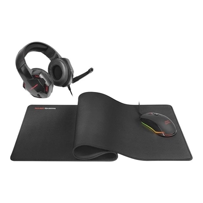 Attēls no Mars Gaming MCPPRO Combo 3in1 Spēļu pele ar austiņām un paliktni RGB / 9800 DPI / USB 7.1 / 780x300mm