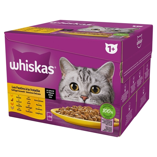 Picture of WHISKAS Poultry Feast - wet cat food - 24x85 g