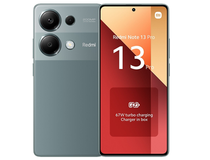 Изображение Xiaomi | Redmi | Note 13 Pro | Forest Green | 6.67 " | AMOLED | 1080 x 2400 pixels | Mediatek | Internal RAM 8 GB | 256 GB | Dual SIM | Nano-SIM | 4G | Main camera resolution 200+8+2 MP | Secondary camera resolution 16 MP | Android | 13 | 5000 mAh