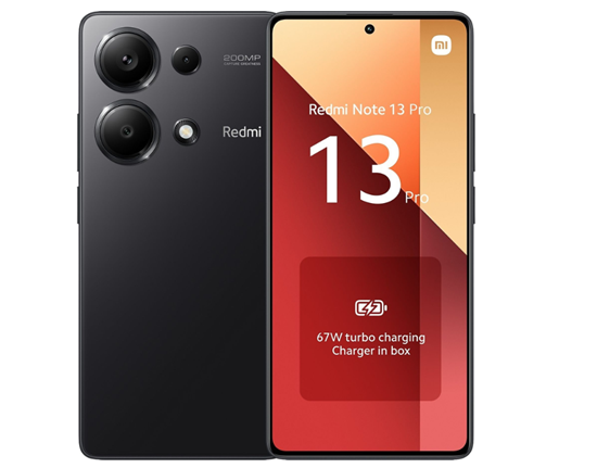 Изображение Xiaomi | Redmi | Note 13 Pro | Midnight Black | 6.67 " | AMOLED | 1080 x 2400 pixels | Mediatek | Internal RAM 8 GB | 256 GB | Dual SIM | Nano-SIM | 4G | Main camera resolution 200+8+2 MP | Secondary camera resolution 16 MP | Android | 13 | 5000 mAh