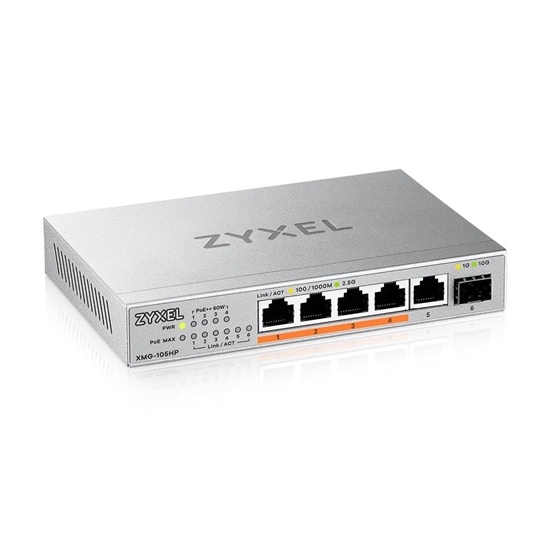 Изображение Zyxel XMG-105HP Unmanaged 2.5G Ethernet (100/1000/2500) Power over Ethernet (PoE) Silver