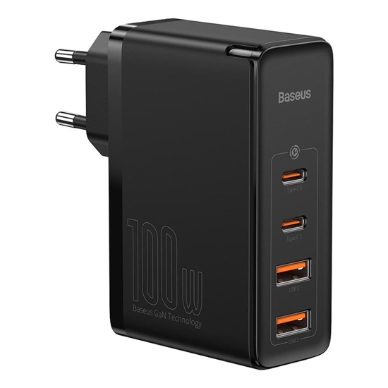 Изображение Baseus GaN CCGAN2P-L01 Tīkla Lādētājs 2 x USB / 2 x USB-C / 100W / 5A Melns