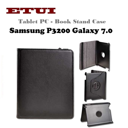 Изображение Etui Eko ādas maks ar rotējošu statīva mehānismu priekš Samsung P3200 Galaxy 7.0 Melns